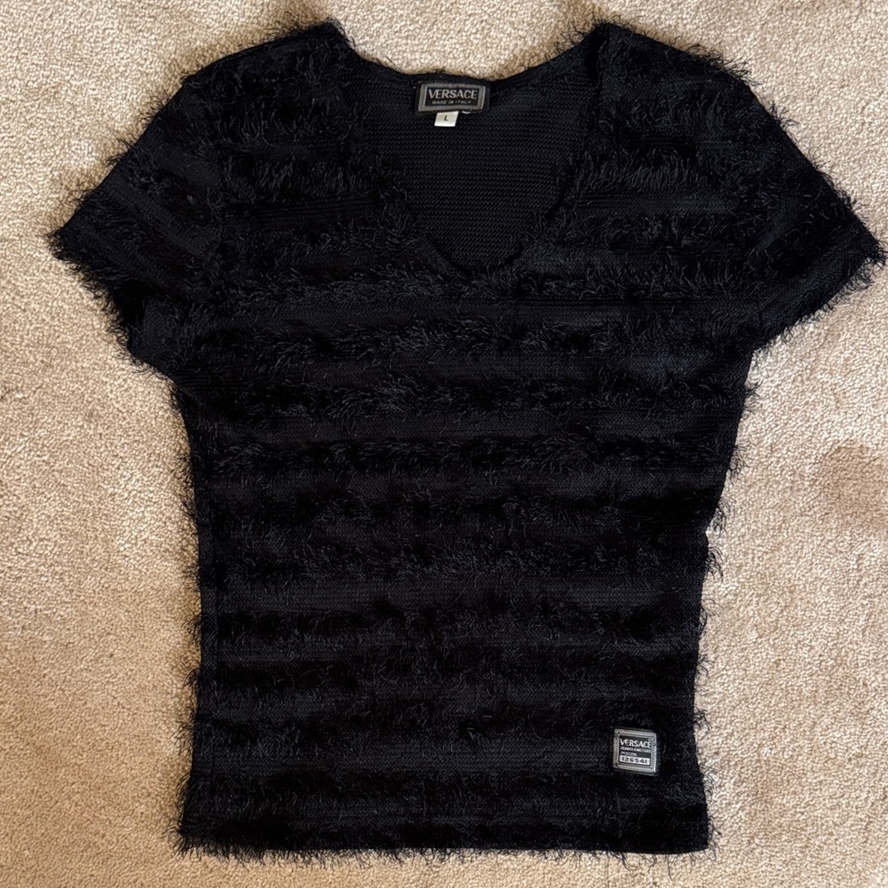 Versace Eyelash Short Sleeve Top